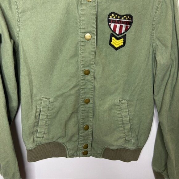 Bethany Mota Linen Cotton Blend Utility Army Jacket Medium Green - Picture 4 of 14